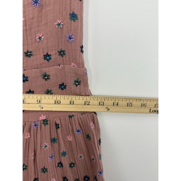 Free People Mini Dress Women S Mauve Pink Bubble Hem Floral Embroidered Cottage - Picture 8 of 11
